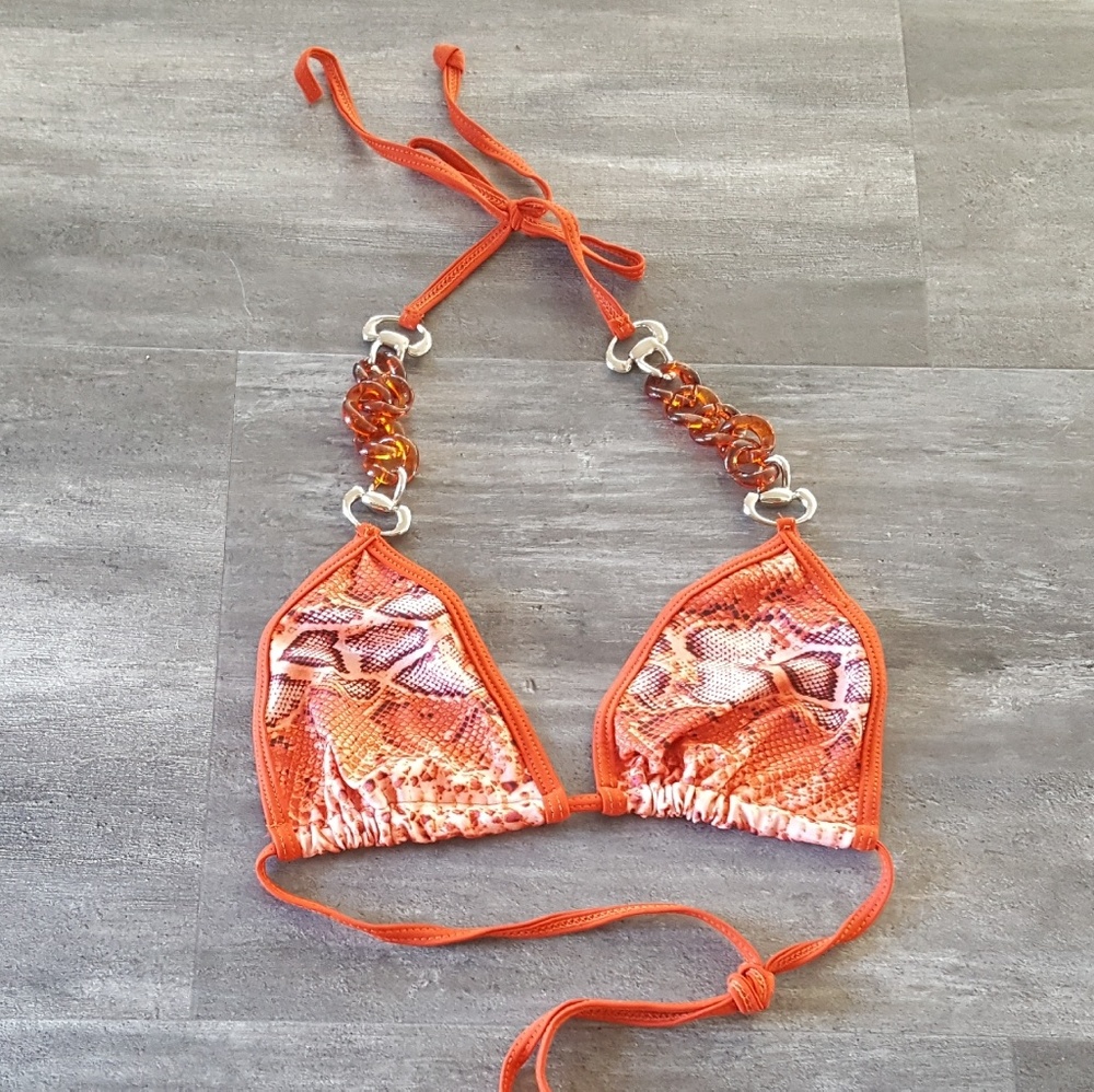 Orange Snakeskin LMG Bikini Top